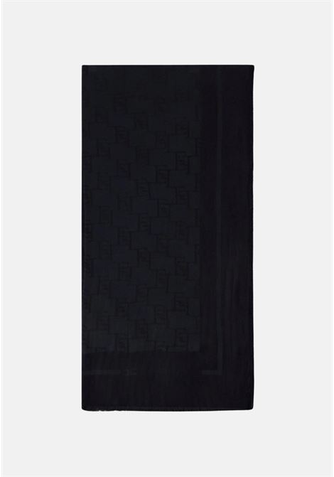 Stola nera da donna pashmina jacquard logo allover ELISABETTA FRANCHI | SC03F41E2110